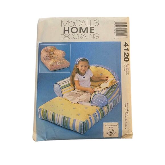 McCall's Home Decorating Kids' Chaise Lounge Chair Pattern 4120 One Size UNCUT - Picture 1 of 2